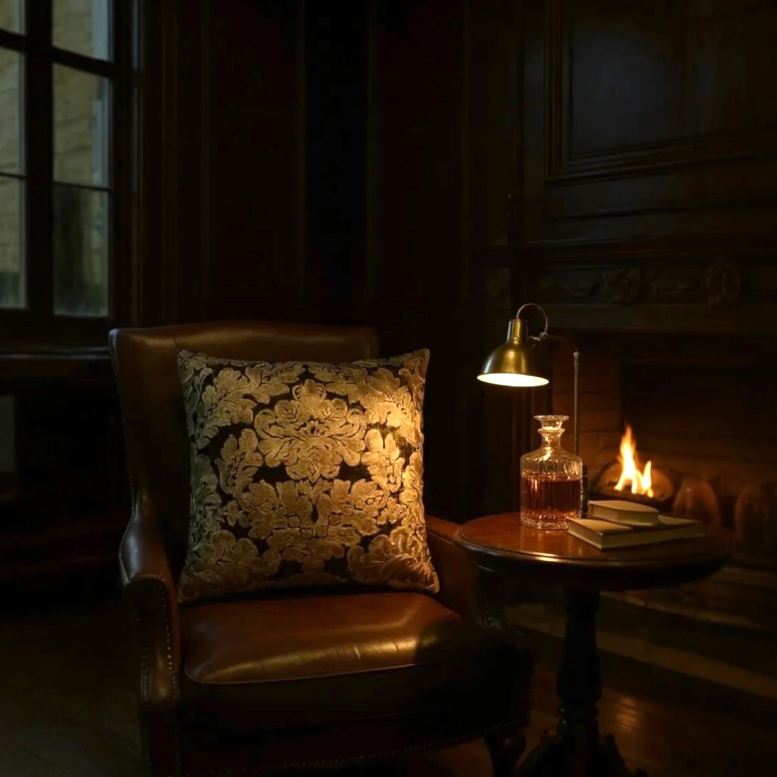 Brown Velvet & Gold Paisley Cushion Cover, 50x50cm