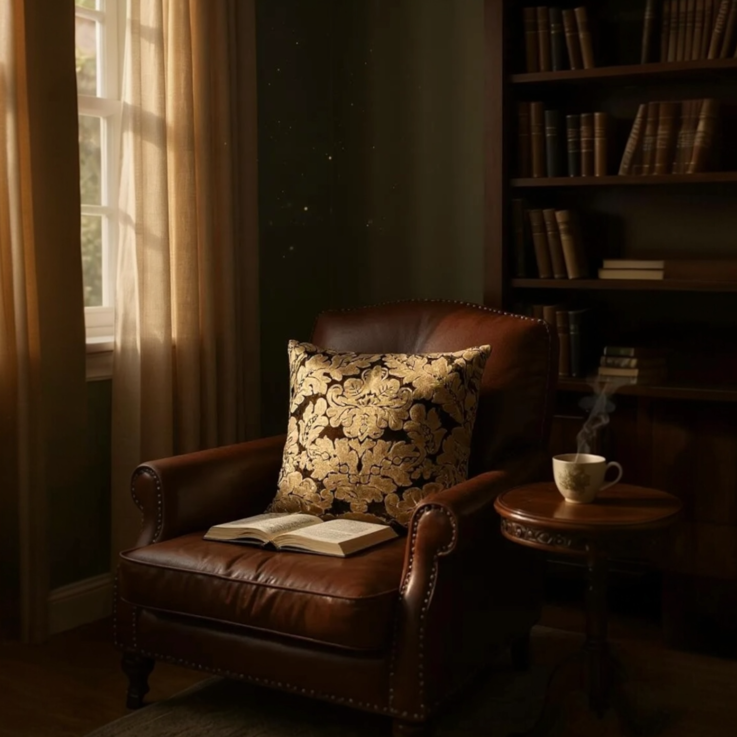 Brown Velvet & Gold Paisley Cushion Cover, 50x50cm