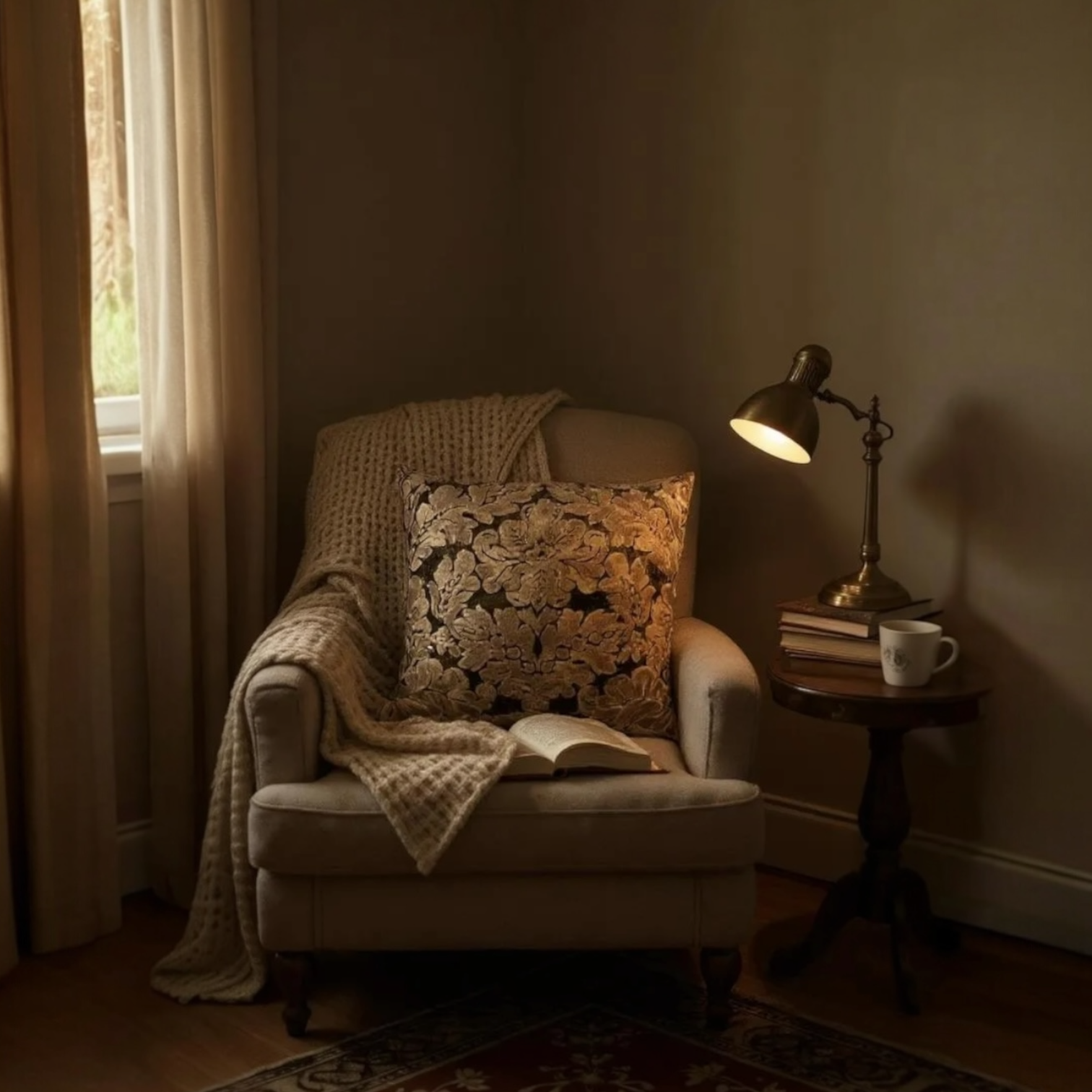 Brown Velvet & Gold Paisley Cushion Cover, 50x50cm