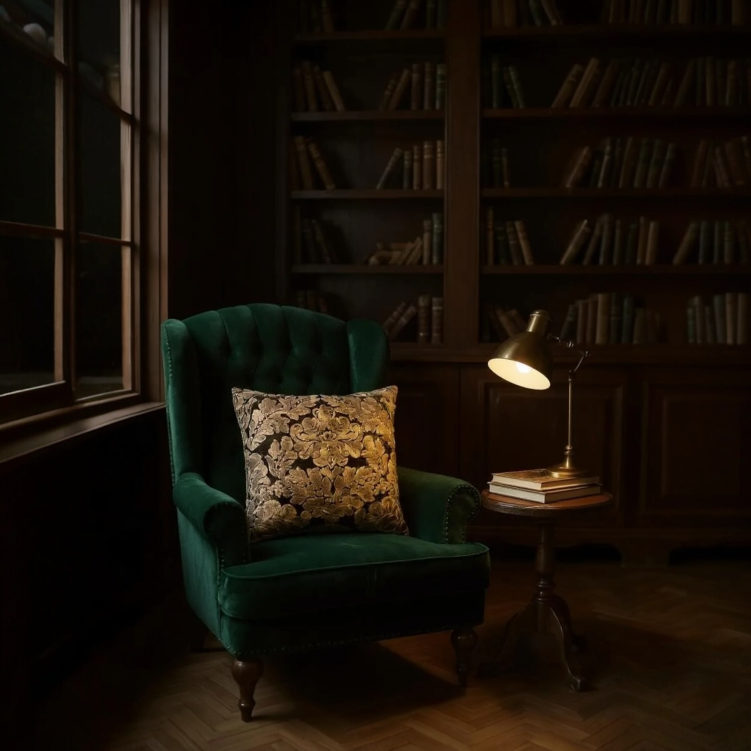 Brown Velvet & Gold Paisley Cushion Cover, 50x50cm