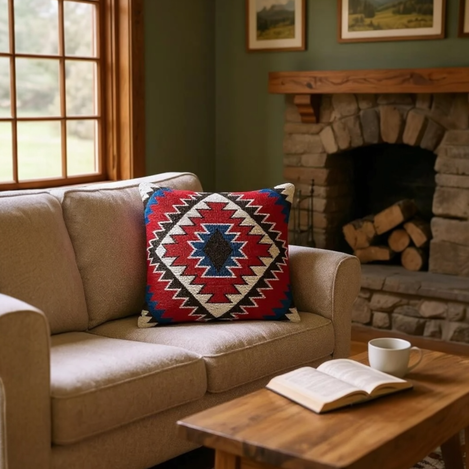 Multicoloured Woven Kilim Cushion - 40x40cm