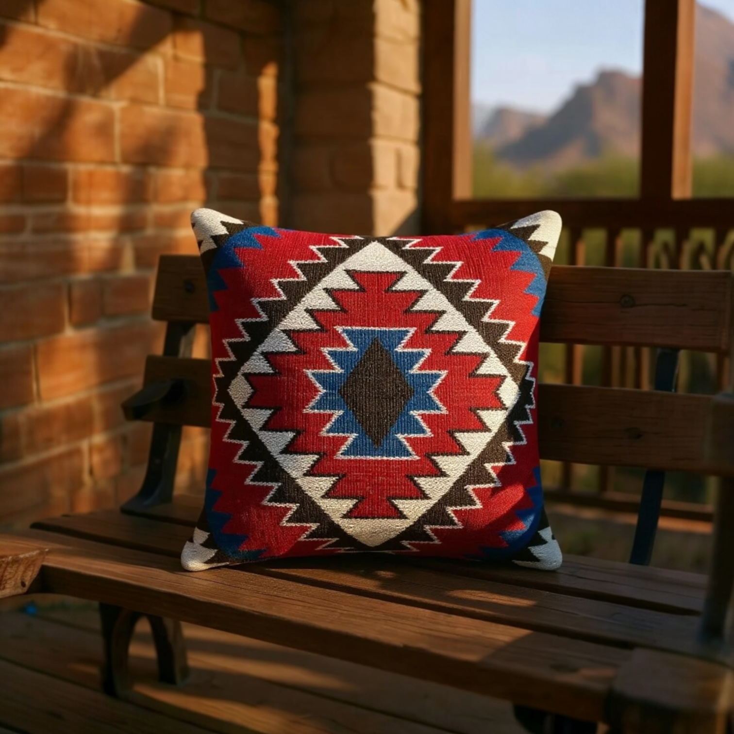 Multicoloured Woven Kilim Cushion - 40x40cm