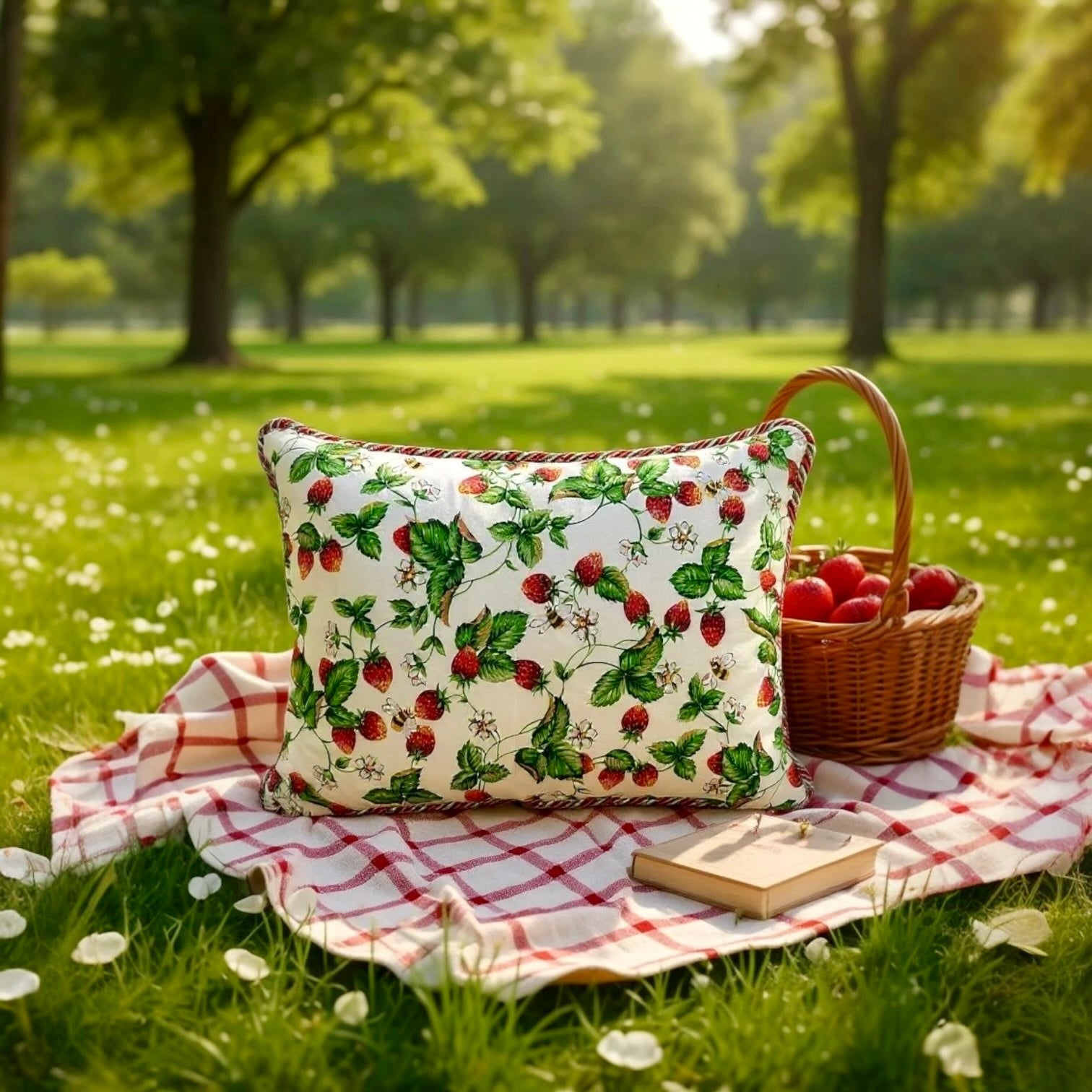 strawberry-bumblebee-print-reversible-cotton-cushion-35x50cm-with-wool-insert