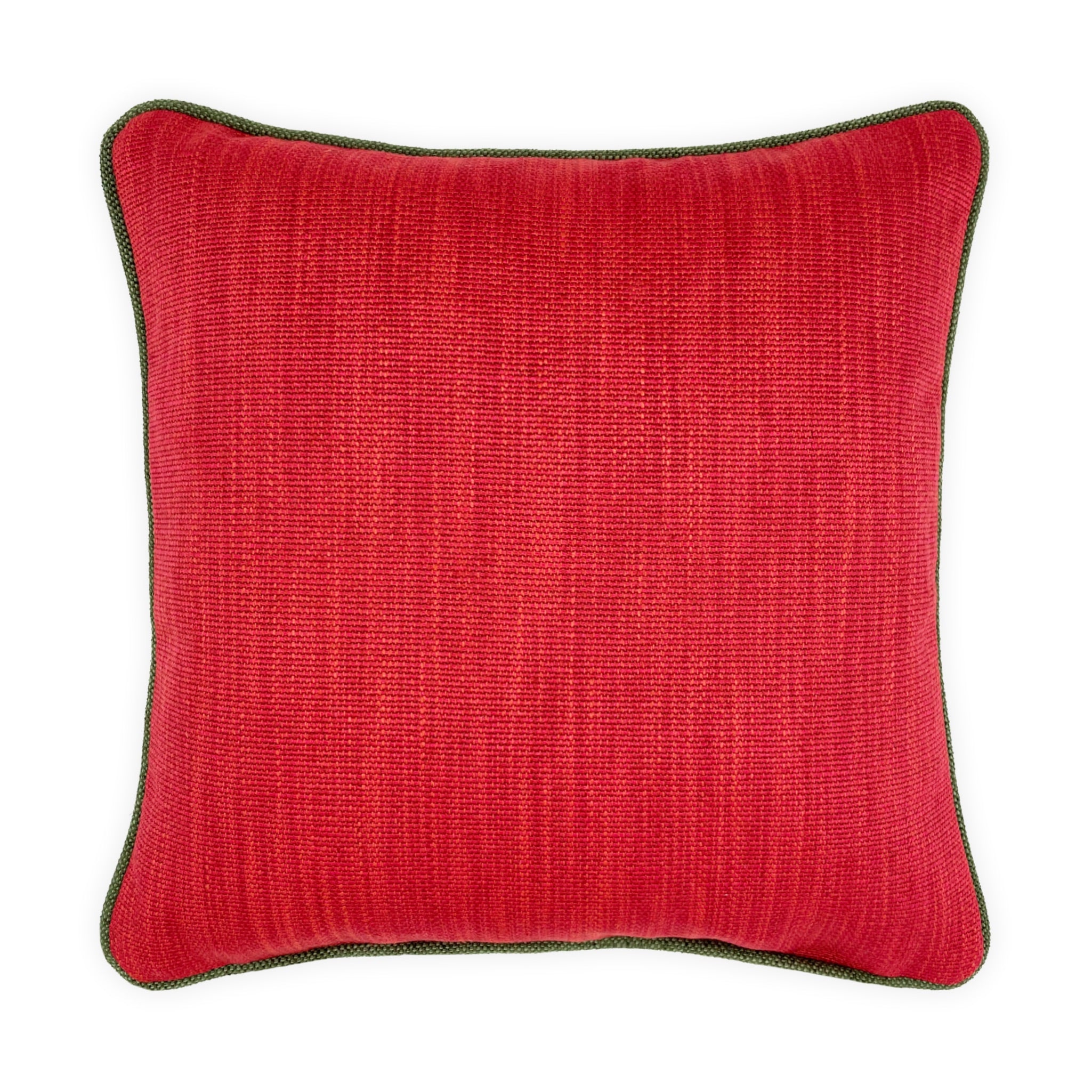 Textured Red Cushion Cover with Green Piping - 40x40cm