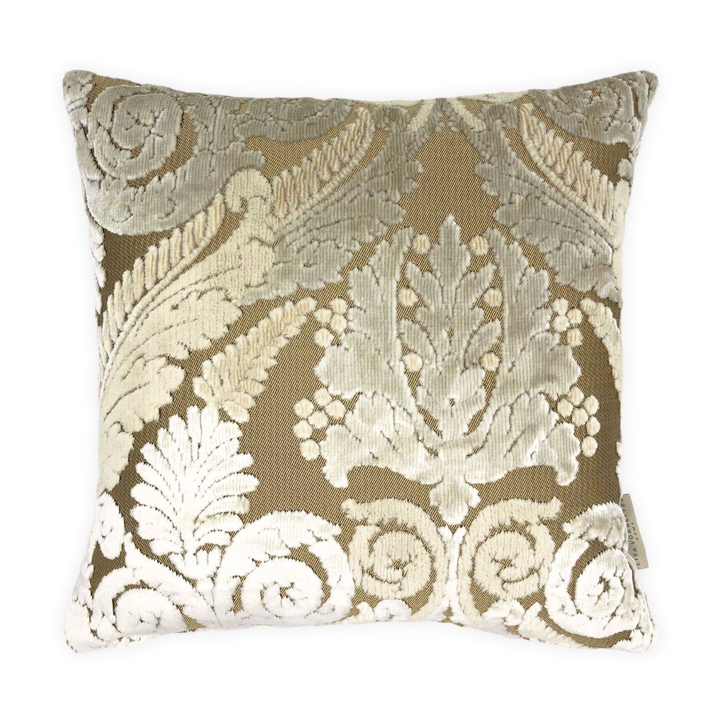 Gold & Cream Velvet Paisley Devoré Cushion Cover - 40x40cm