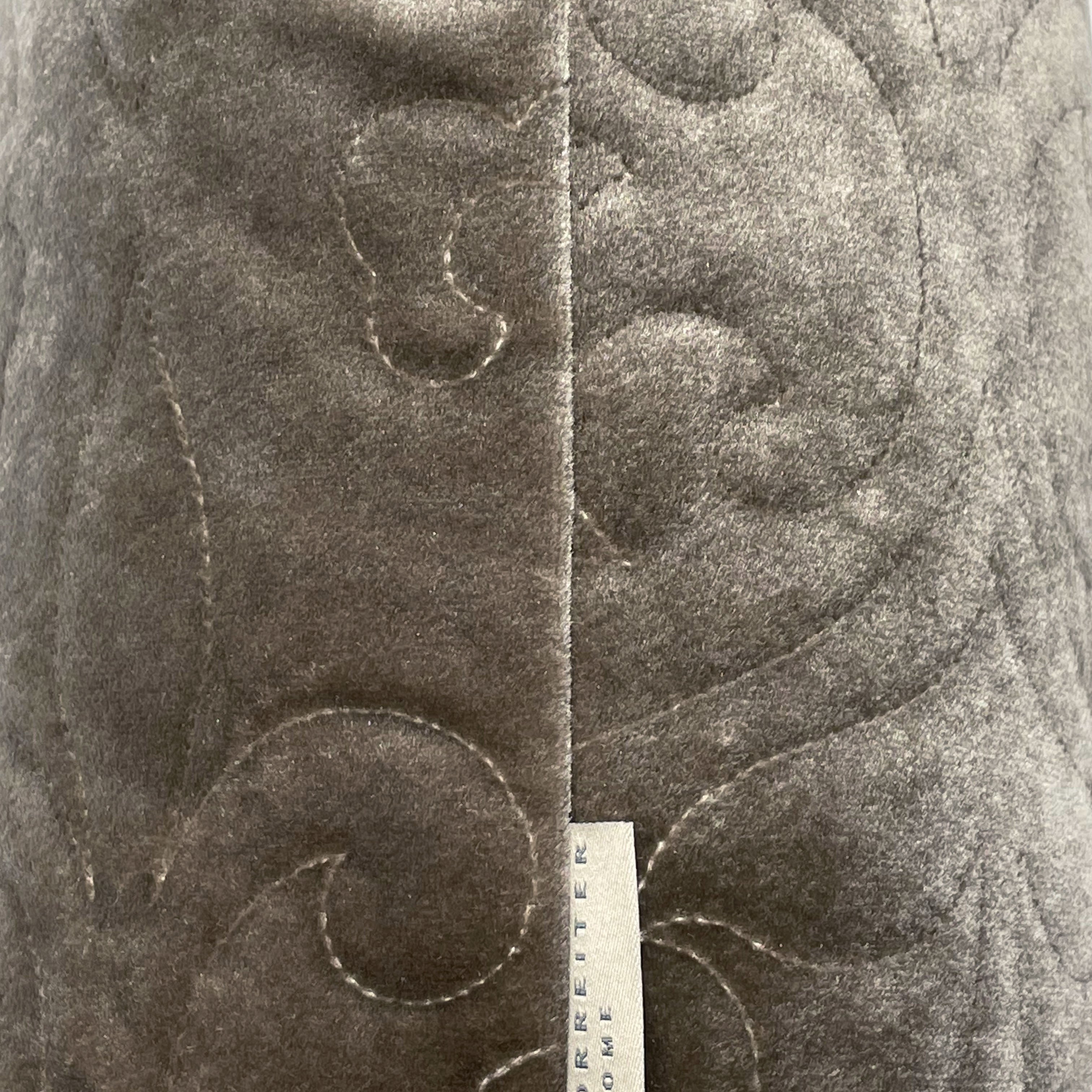 Grey Paisley Quilted Velvet Cushion - 40x40cm