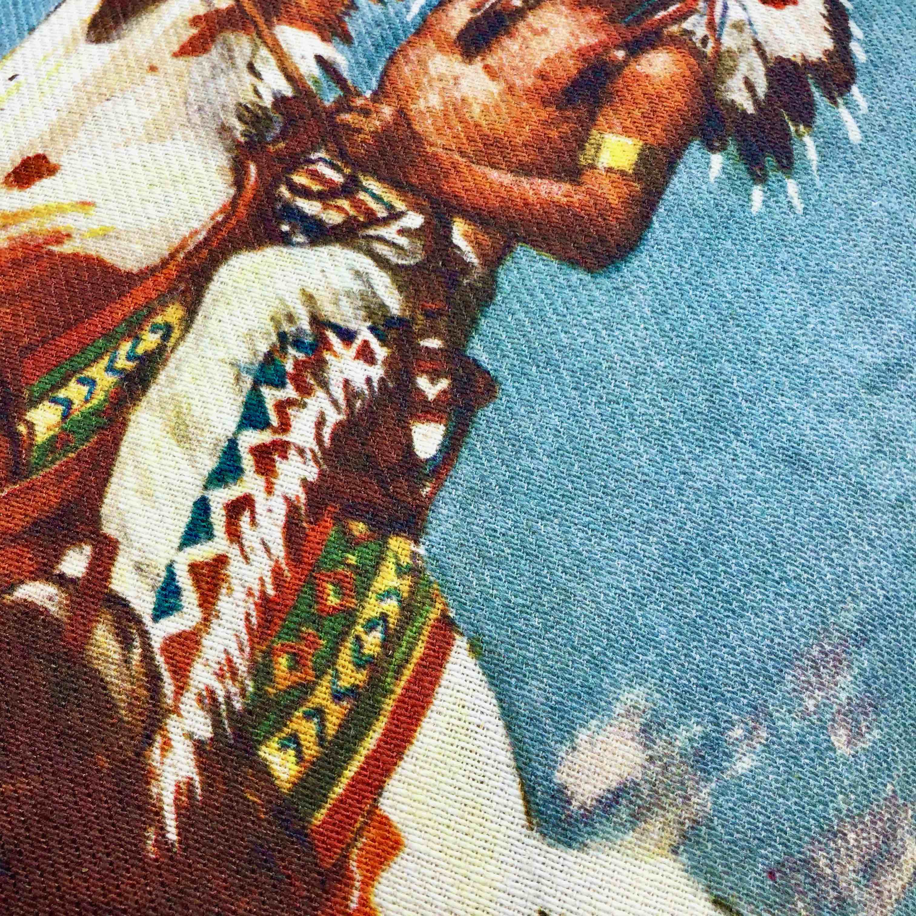 Mounted Native American Multicoloured Novelty Cushion, Reversible - 35x35cm