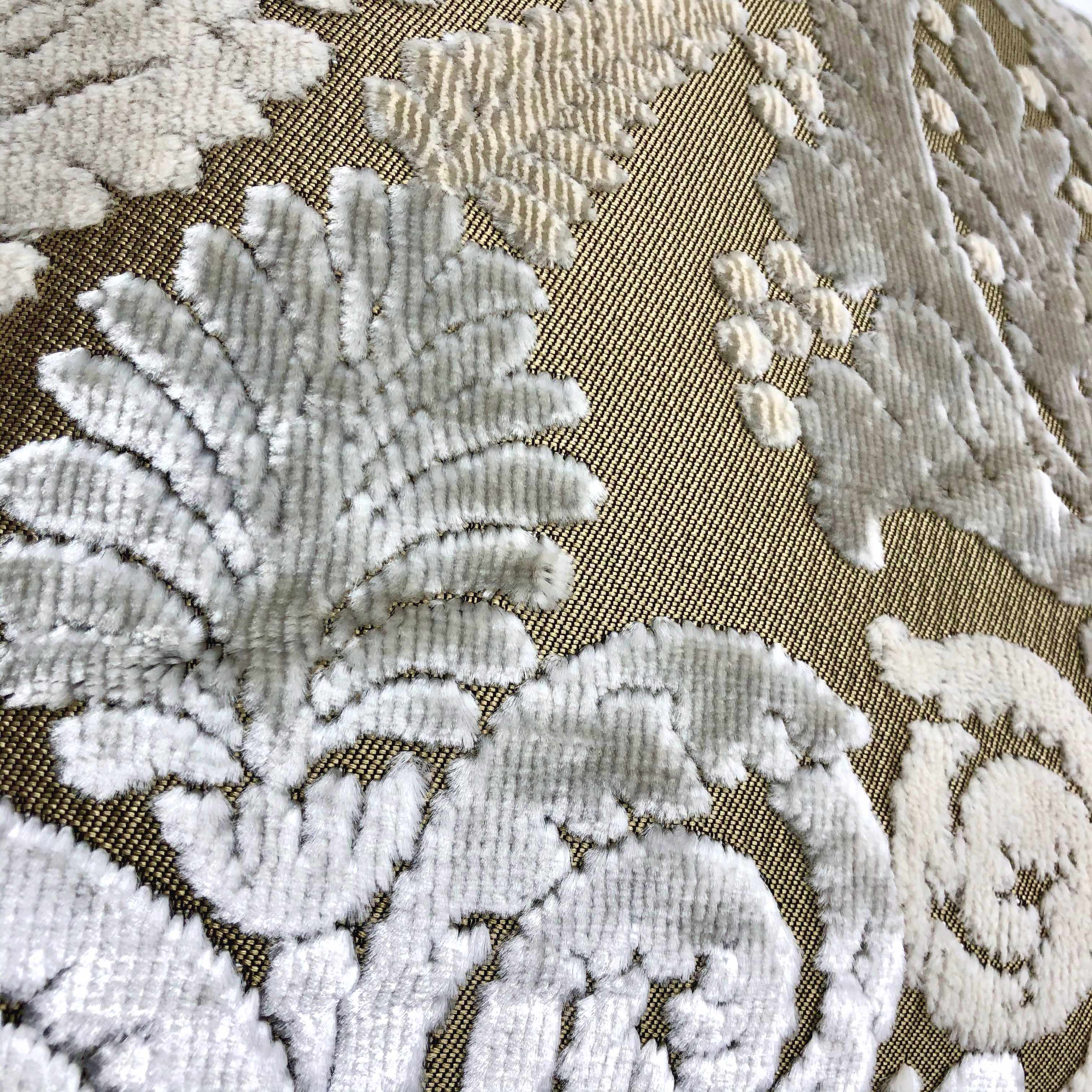 Gold & Cream Velvet Paisley Devoré Cushion Cover - 40x40cm