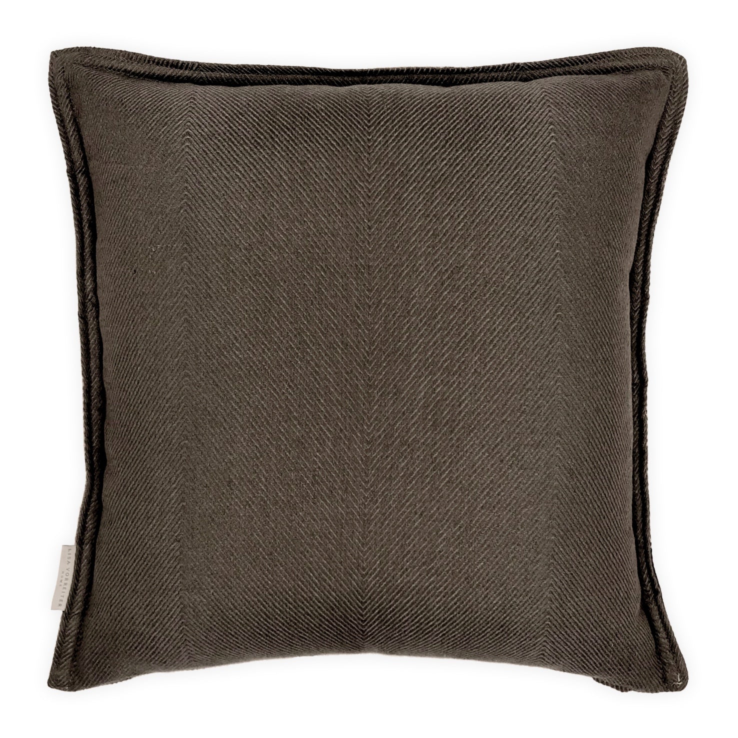 Brown & Cream Check with Pom Pom Trim Cushion, Reversible - 50x50cm