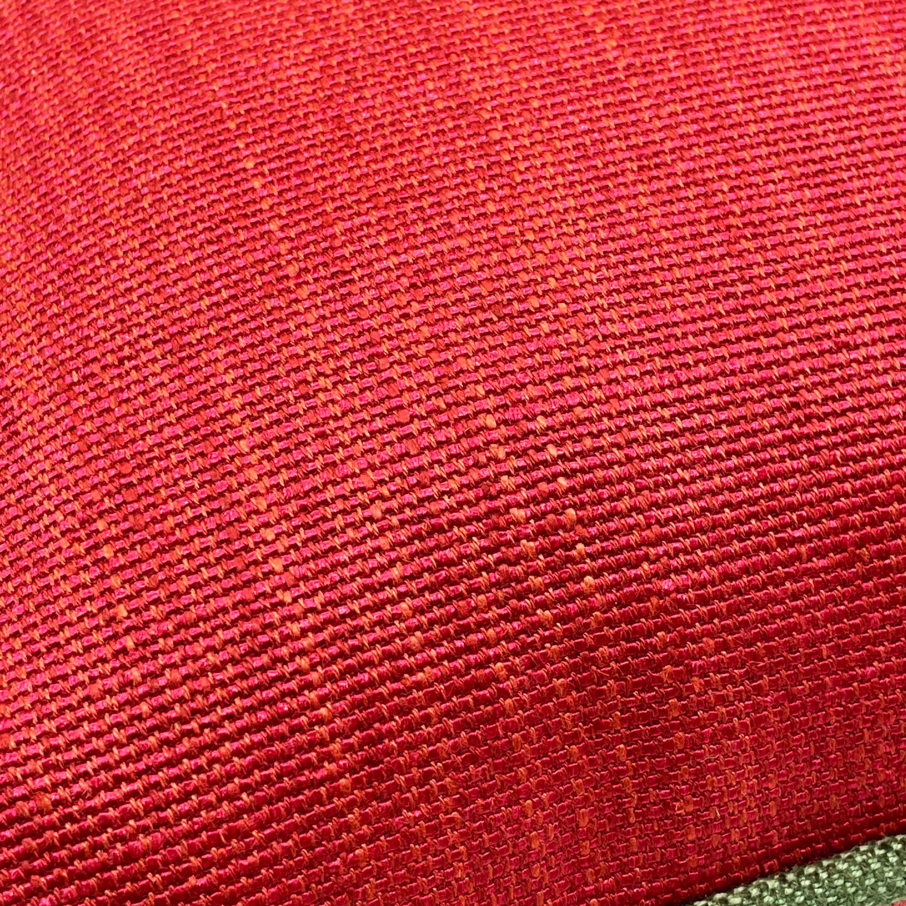 Textured Red Cushion Cover with Green Piping - 40x40cm