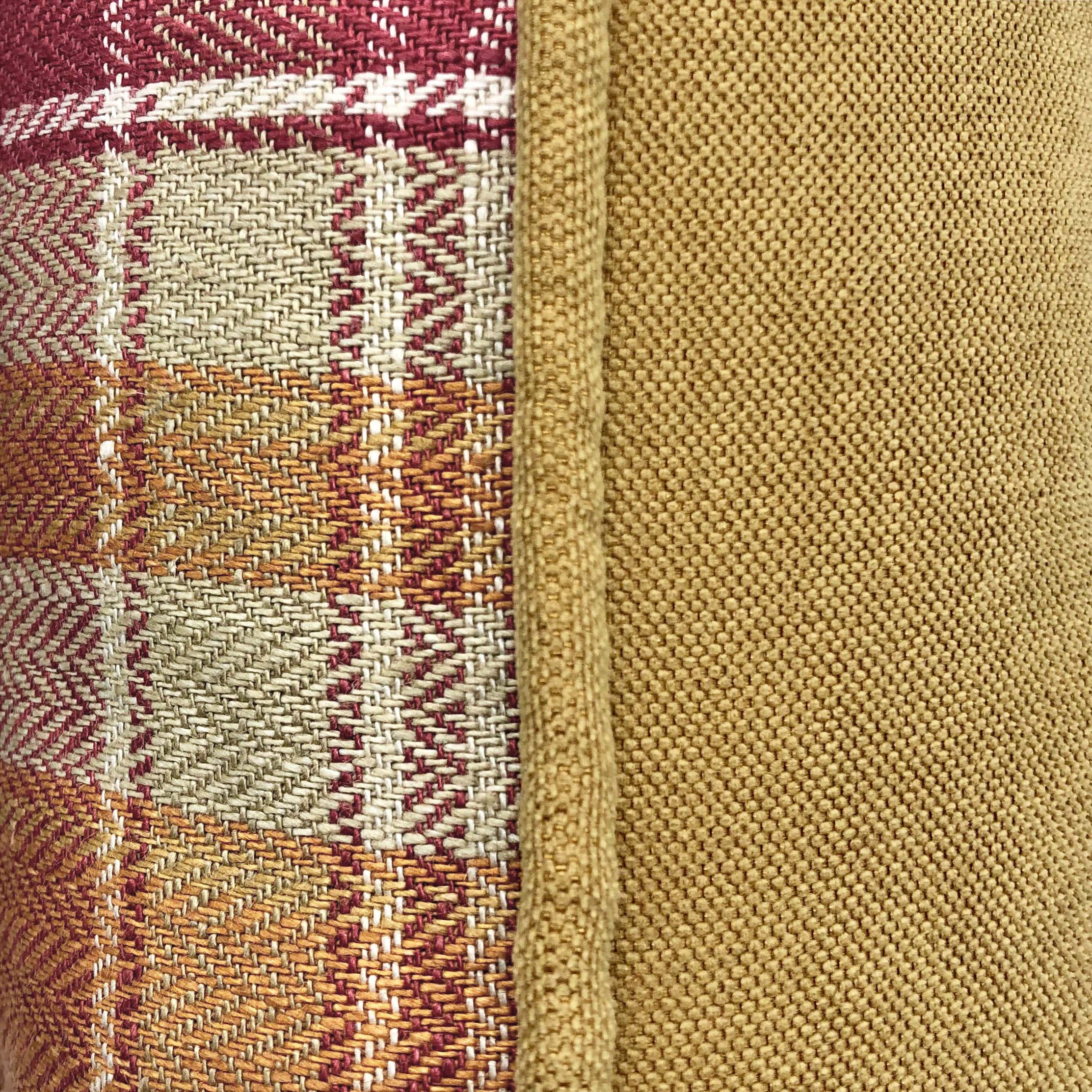 Checked Multicoloured Herringbone Linen Cushion, Reversible - 40x40cm