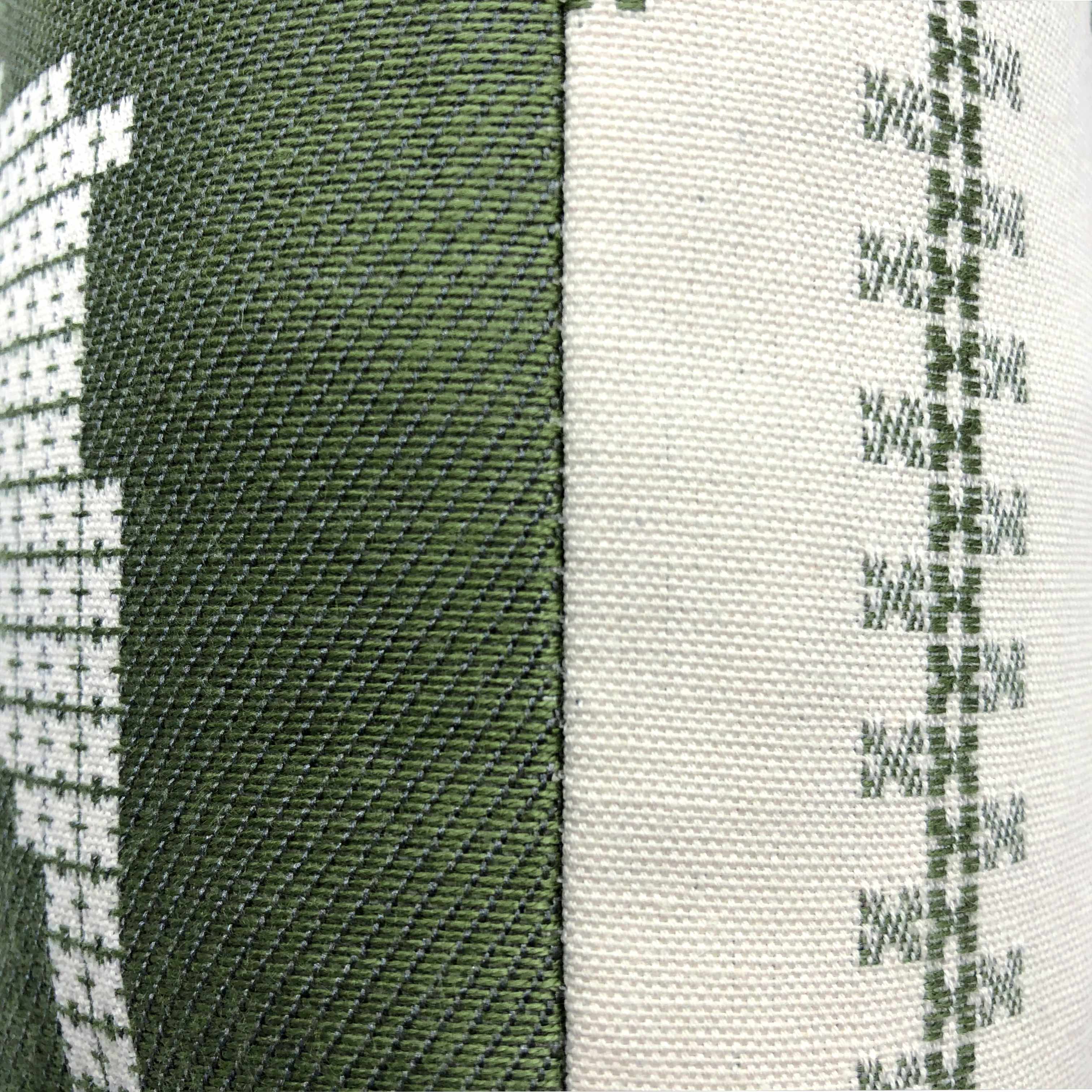 Green & Cream Deer Motif Cushion, Reversible - 35x35cm