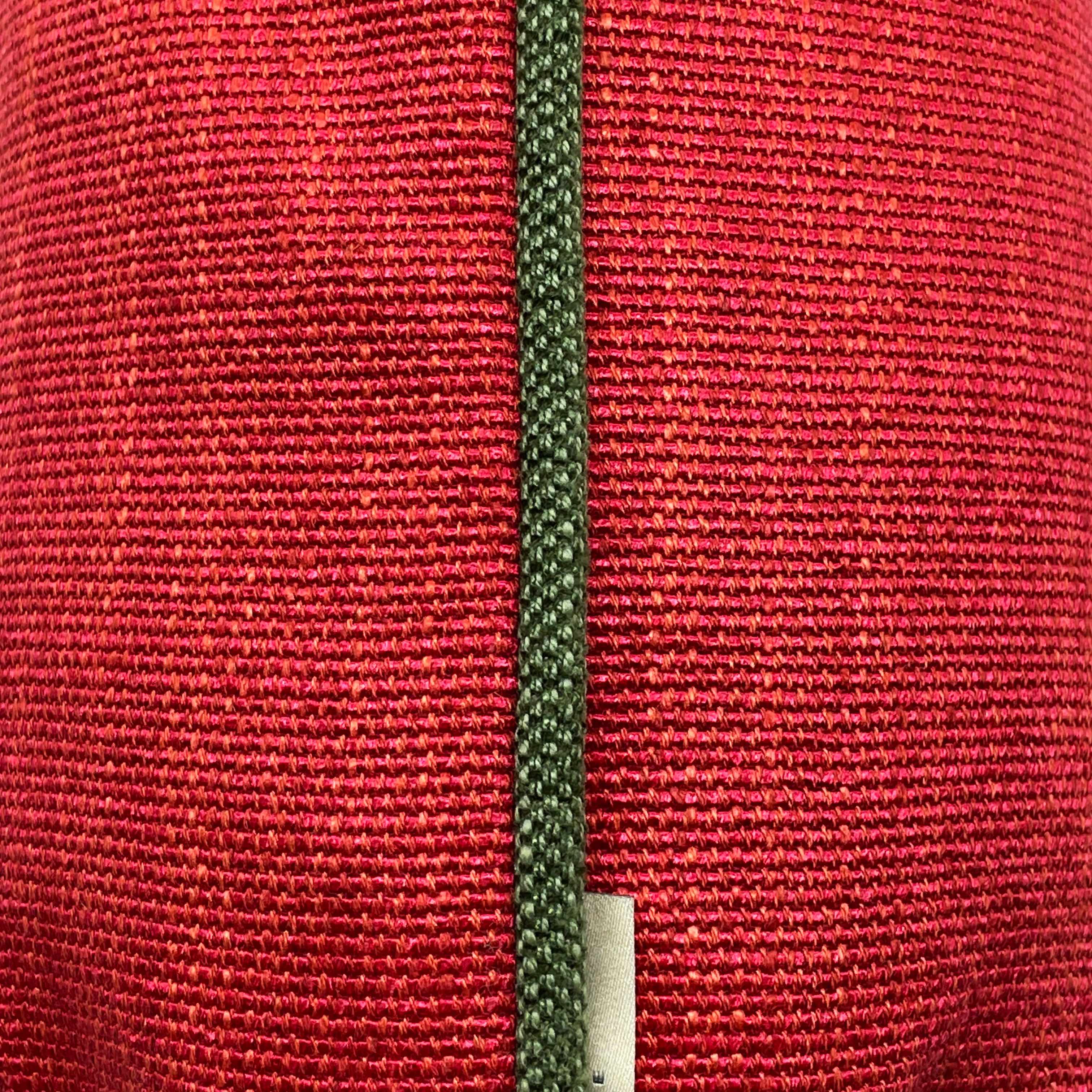 Textured Red Cushion Cover with Green Piping - 40x40cm