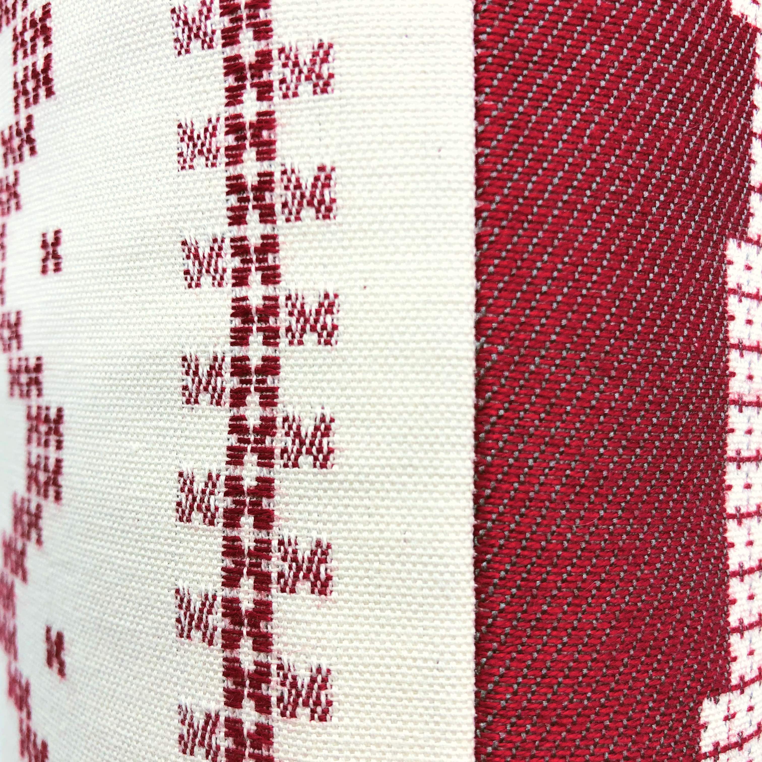 Red & Cream Deer Motif Cushion, Reversible - 35x35cm