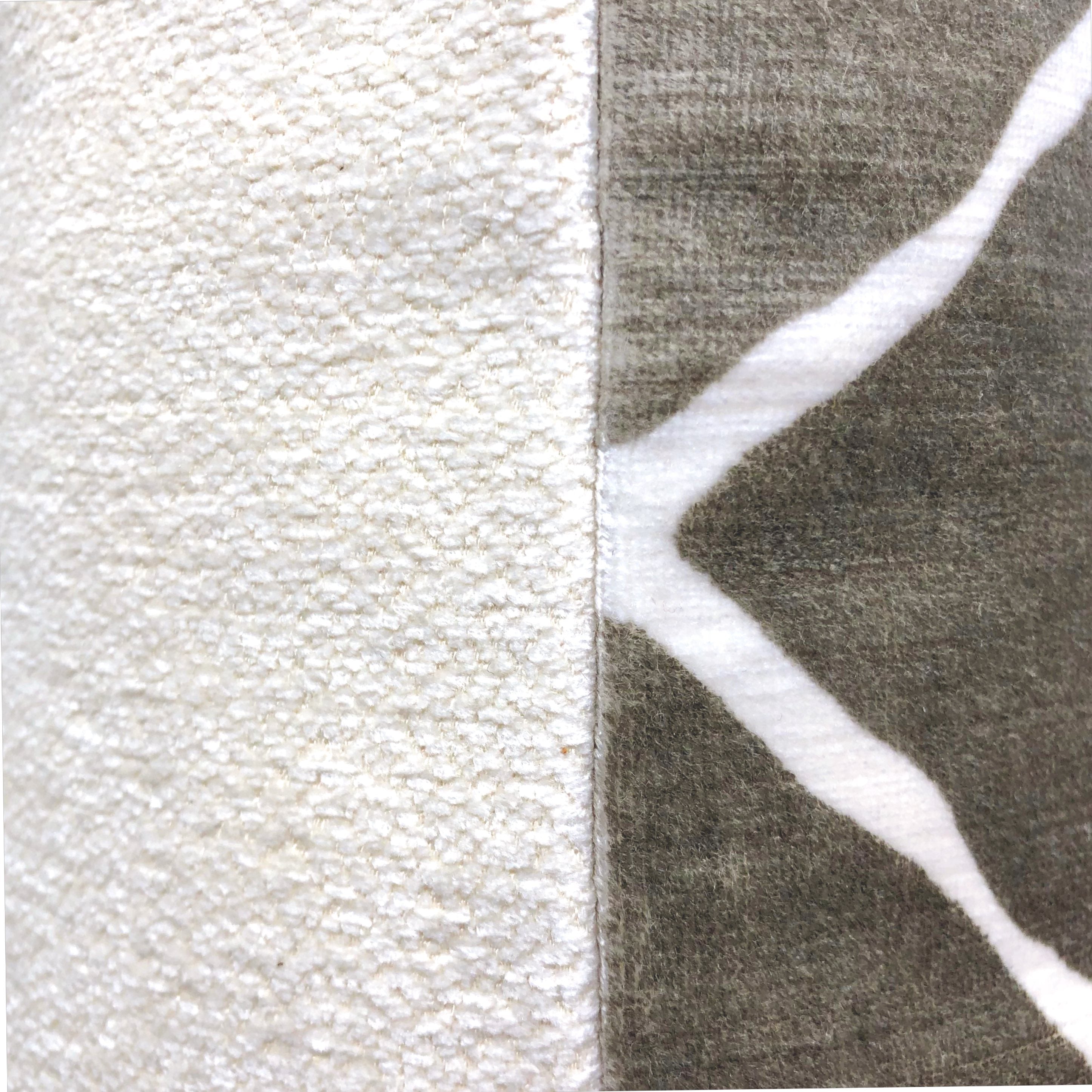 Grey & White Velvet Kilim Style Cushion, Reversible - 50x50cm