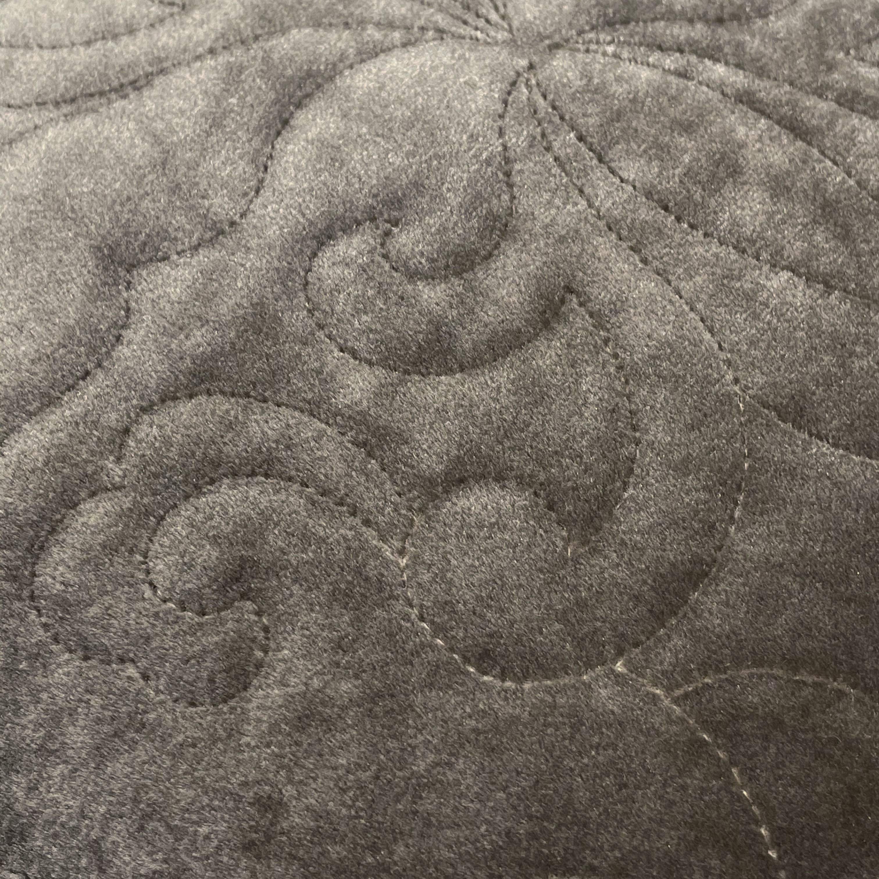 Grey Paisley Quilted Velvet Cushion - 40x40cm