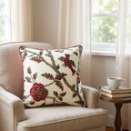 Red, Green & Blue Cashew Nut Tree Cotton Cushion, Reversible 40x40cm