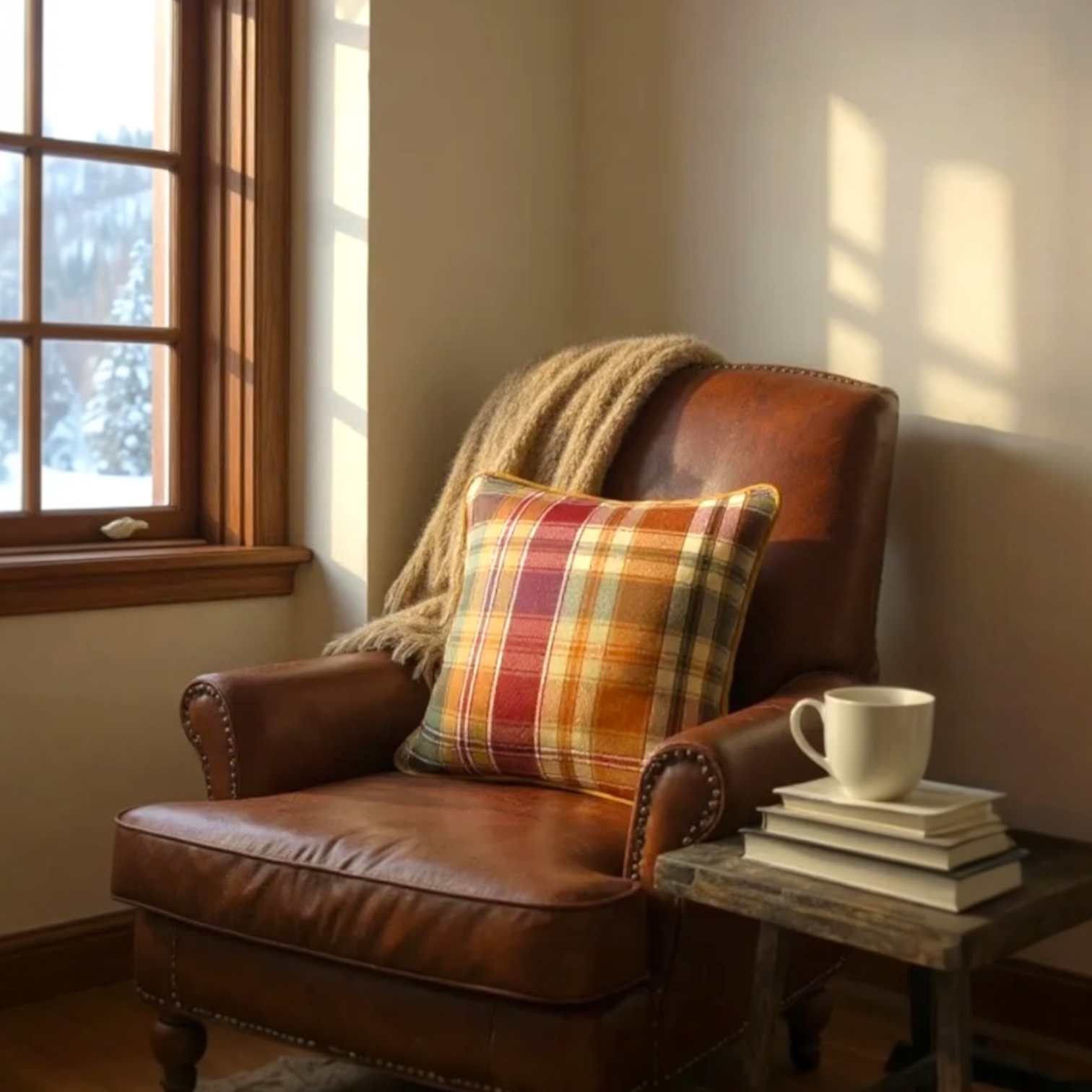 Checked Multicoloured Herringbone Linen Cushion, Reversible - 40x40cm