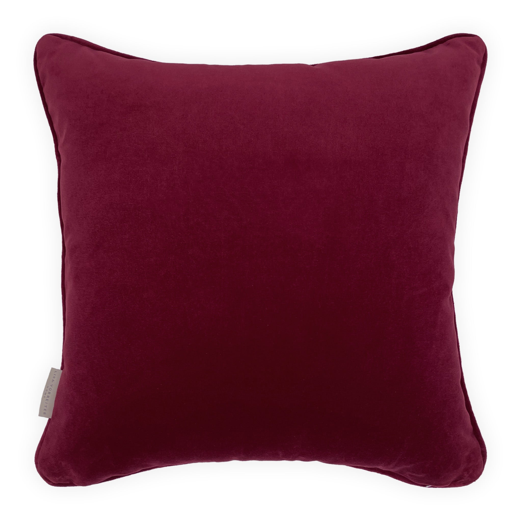Red Velvet Devoré Flower on Gold Jacquard Cushion Cover, Reversible - 50x50cm