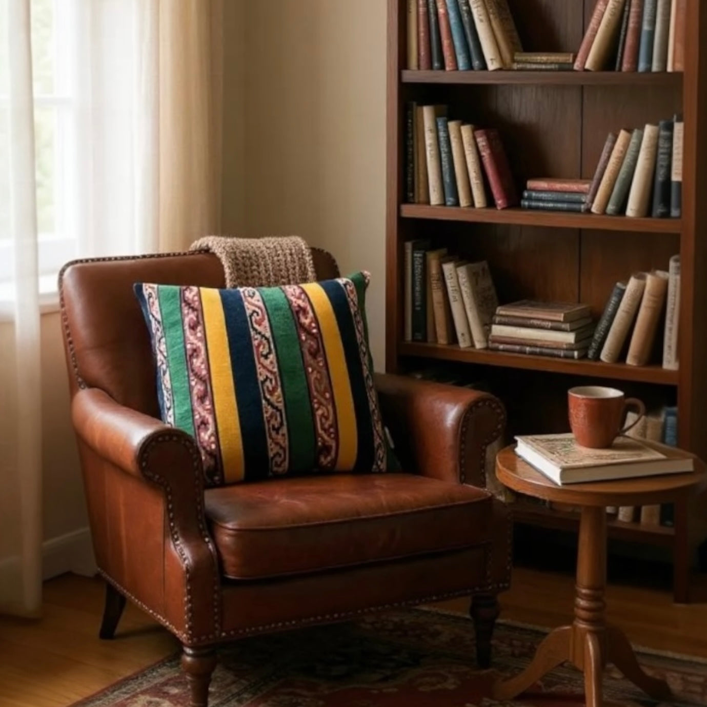 Multicoloured Striped Kilim Cushion - 50x50cm