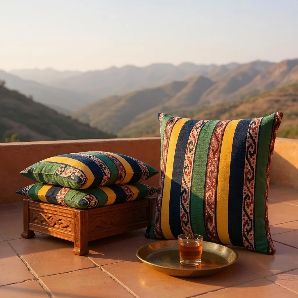 Multicoloured Striped Kilim Cushion - 50x50cm