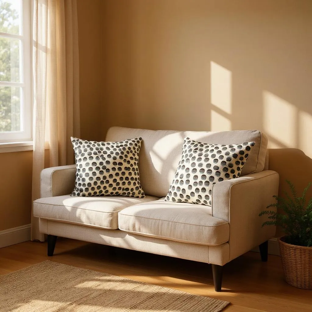 Multicoloured Spotted Velvet Cushion - 45x45cm