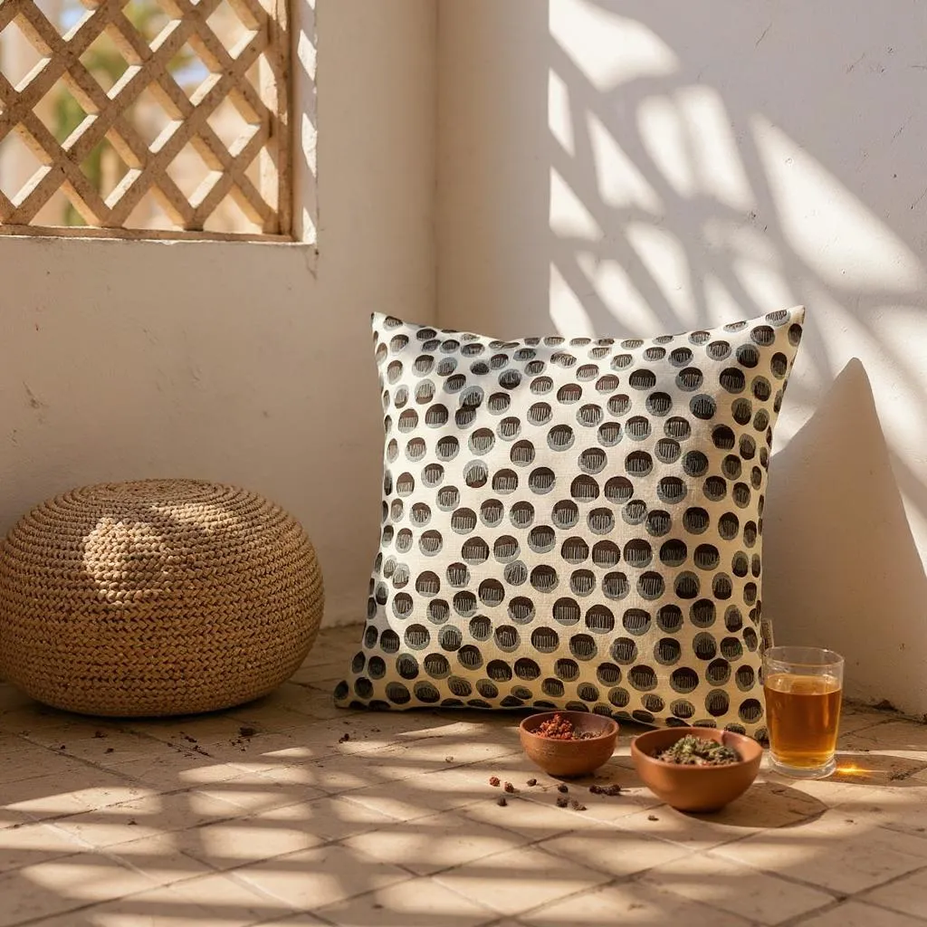 Multicoloured Spotted Velvet Cushion - 45x45cm