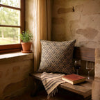 Fleur de Lis Black & Gold Jacquard Cushion - 40x40cm