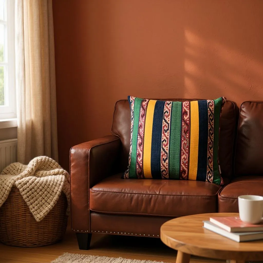 Multicoloured Striped Kilim Cushion - 50x50cm