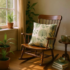 Striped Green Tree & Horse Print Cushion - 60x60cm