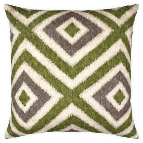 Green, Beige & Brown Velvet Kilim Cushion, Reversible - 60x60cm