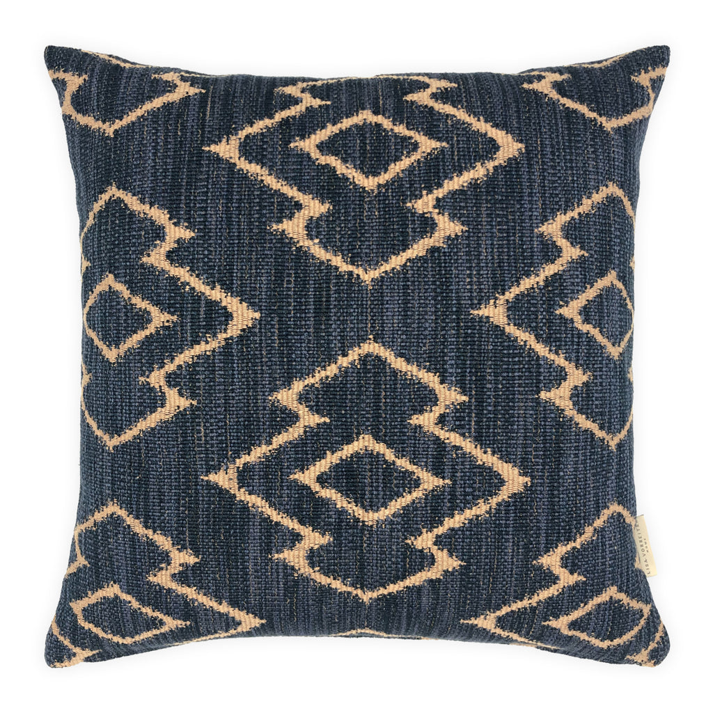 Dark Blue & Sand Kilim Cushion - 50x50cm