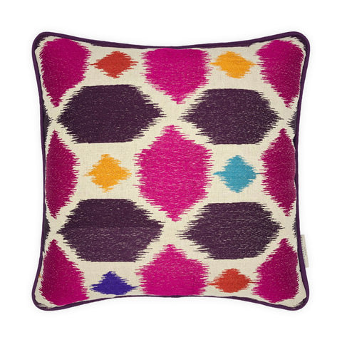 Bright Multicoloured Kilim Style Linen Cushion, Reversible - 40x40cm