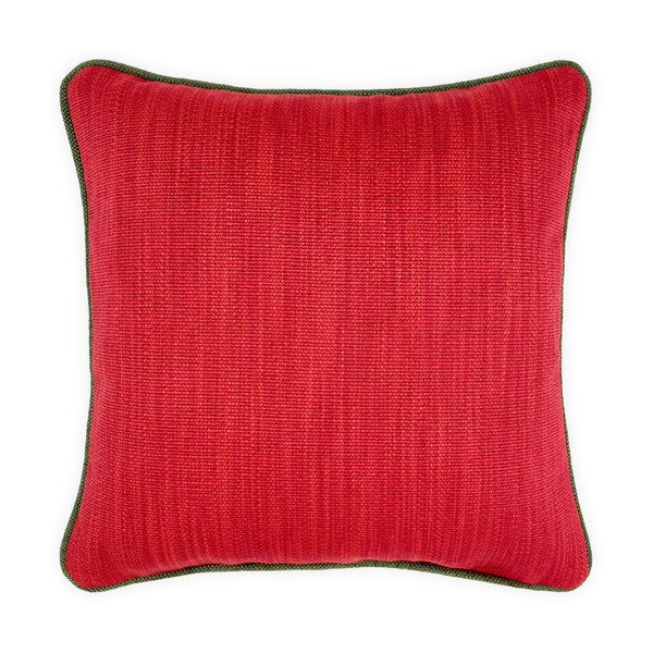 Textured Red Cushion with Green Piping - 40x40cm