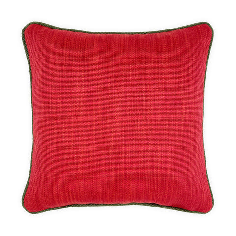 Textured Red Cushion with Green Piping - 40x40cm