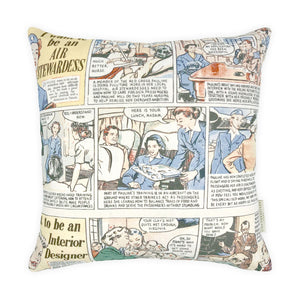 'I want to be...' Multicoloured Comic Print Cushion, Reversible - 40x40cm