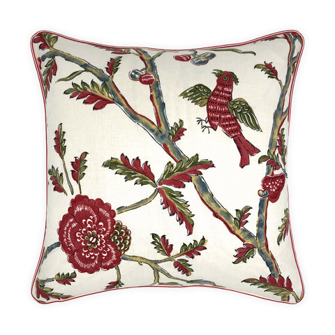 Red, Green & Blue Cashew Nut Tree Cotton Cushion, Reversible 40x40cm