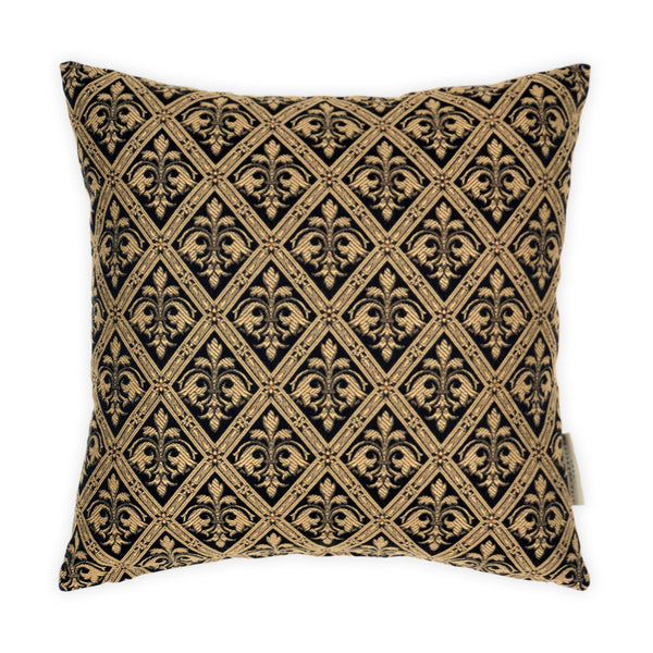 Fleur de Lis Black & Gold Jacquard Cushion - 40x40cm