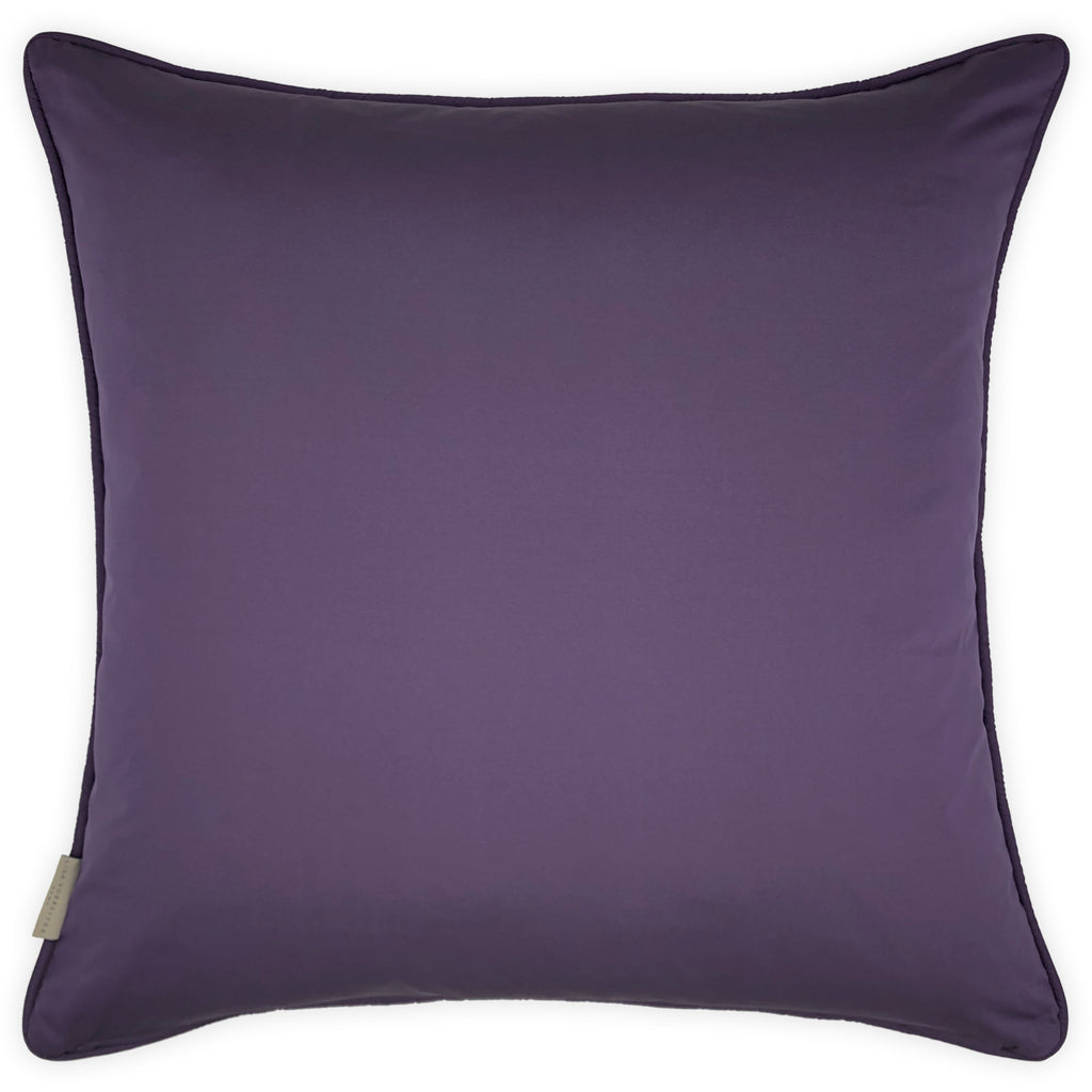 Large Flower Print on Beige Linen Cushion, Reversible - 60x60cm