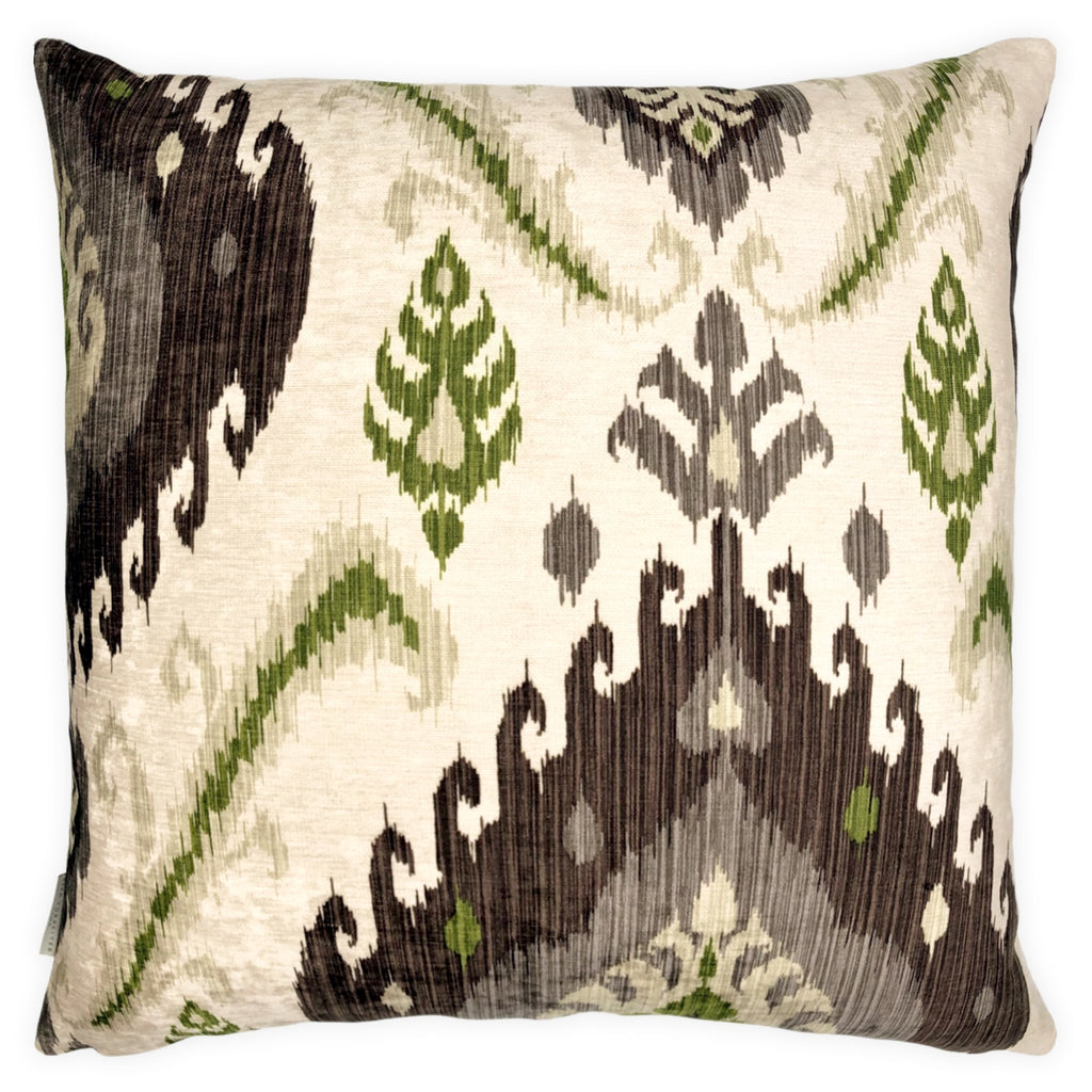 Green, Beige & Brown Velvet Kilim Cushion, Reversible - 60x60cm