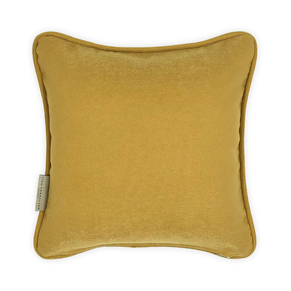 Yellow & Green Floral Printed Cushion, Reversible - 35x35cm