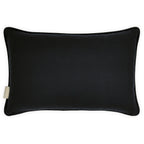 Black & White Embroidery on Beige Striped Cotton Cushion, Reversible - 40x60cm