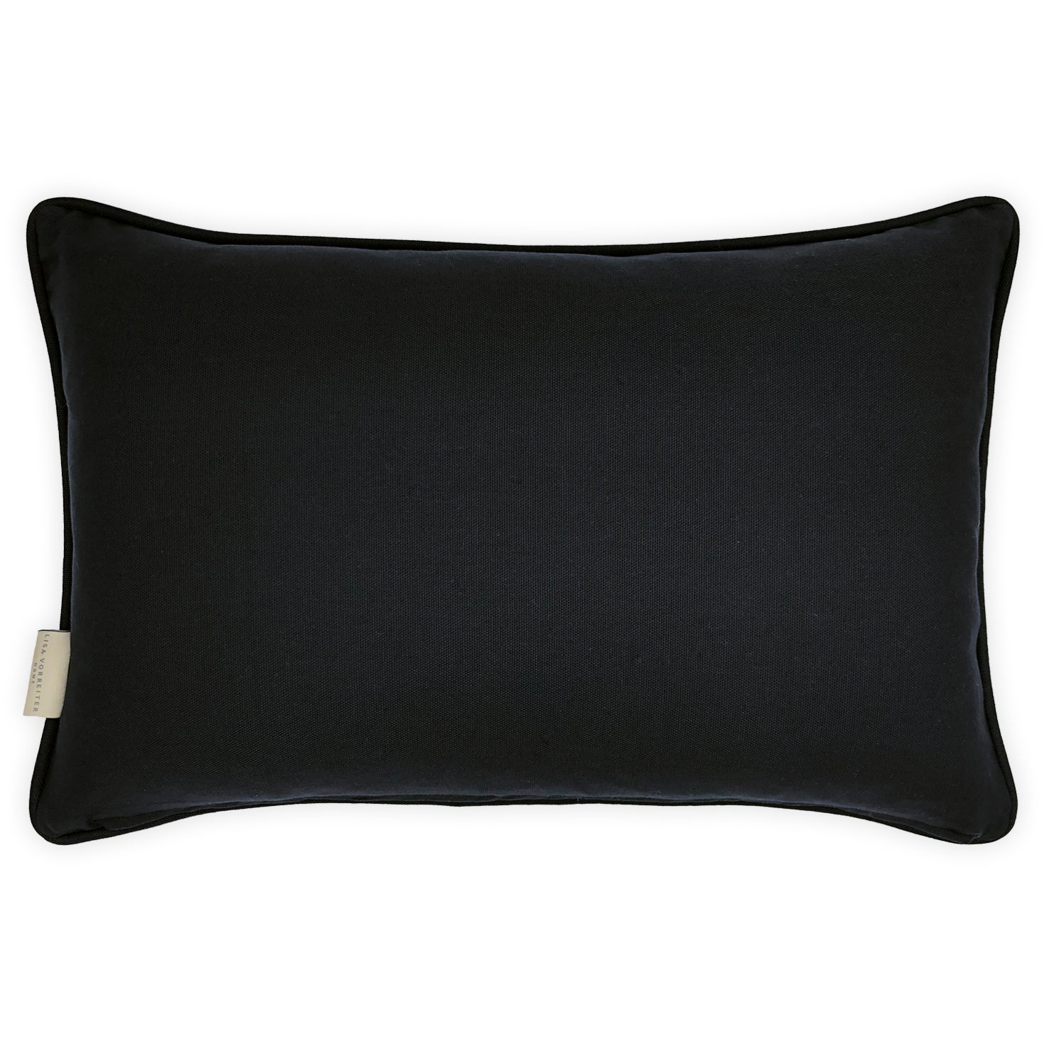 Black & White Embroidery on Beige Striped Cotton Cushion, Reversible - 40x60cm