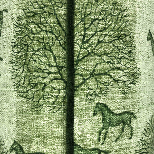 Striped Green Tree & Horse Print Cushion - 60x60cm