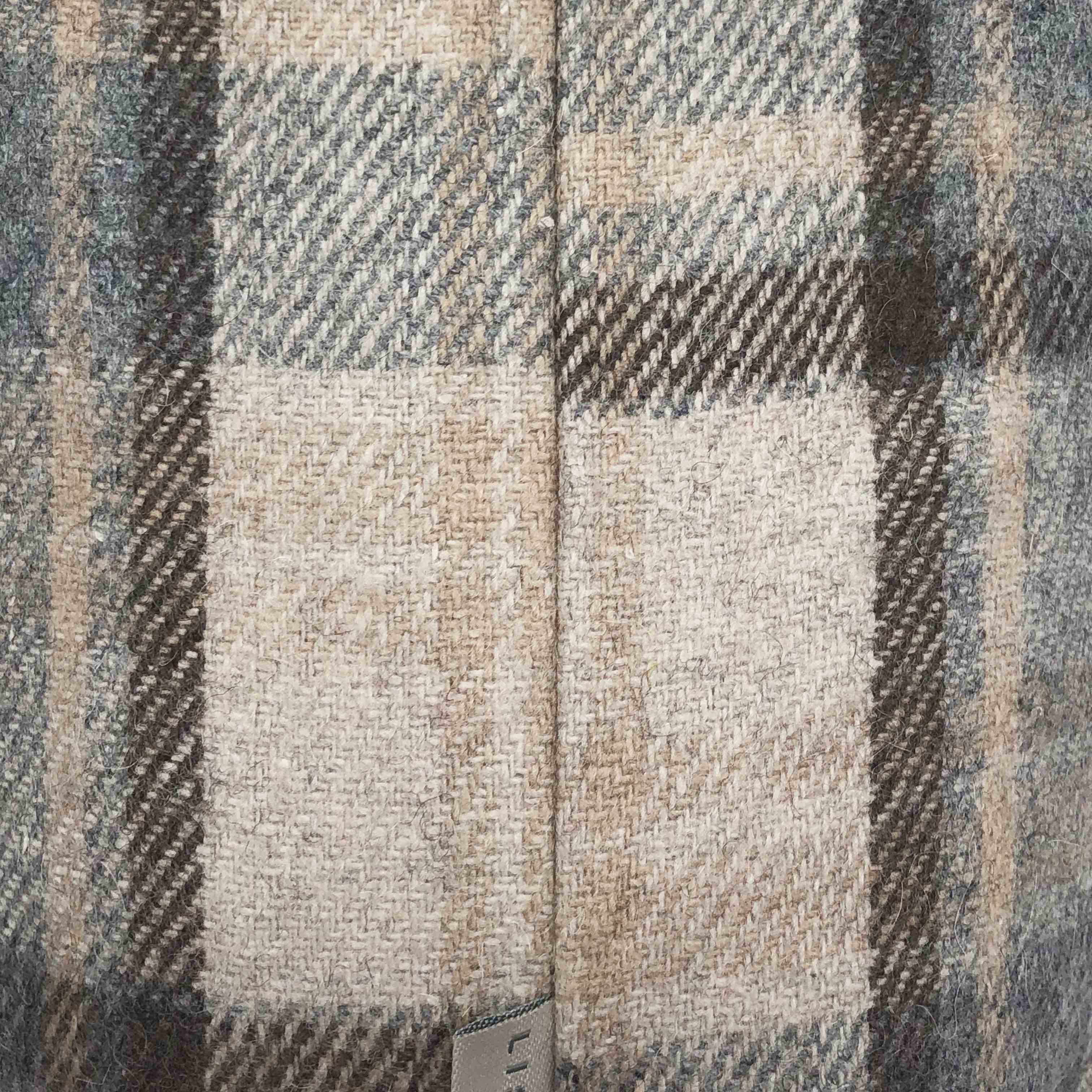 Brown, Beige & Blue Coloured Flannel Wool Checked Cushion Cover - 45x45cm