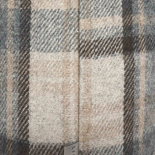 Brown, Beige & Blue Coloured Flannel Wool Checked Cushion - 45x45cm