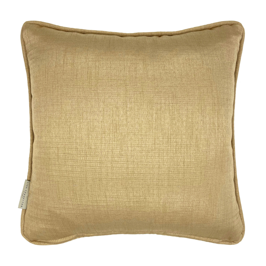 Gold & Green Piped Swirl Motif Luxurious Jacquard Cushion Cover, Reversible - 45x45cm