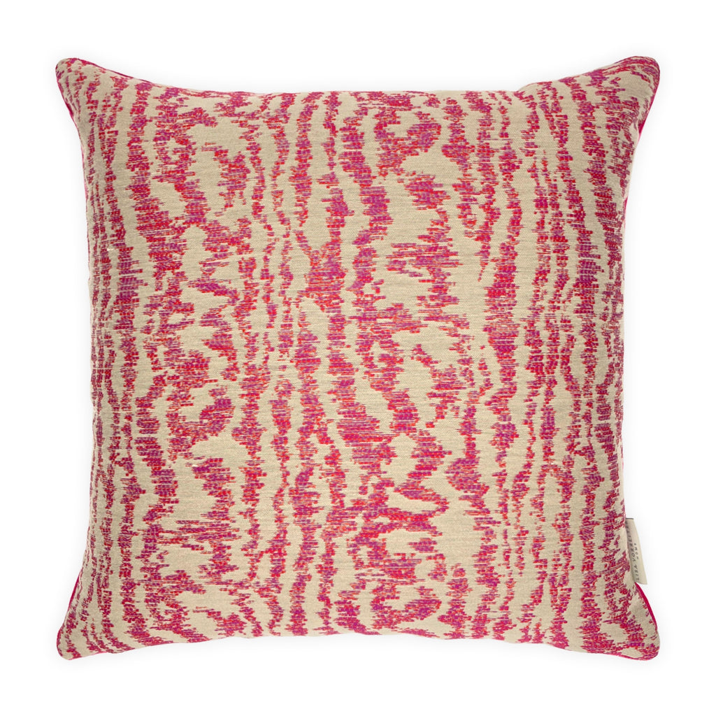 Pink & Beige Jacquard Cushion Cover, Reversible with Velvet Backing - 45x45cm