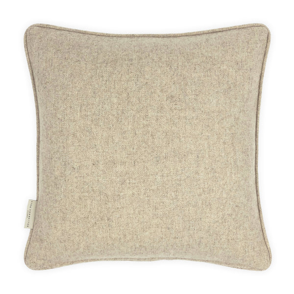 Beige Wool with Brown Paisley Print Cushion, Reversible - 45x45cm