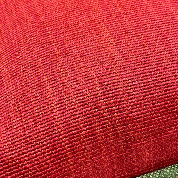 Textured Red Cushion with Green Piping - 40x40cm